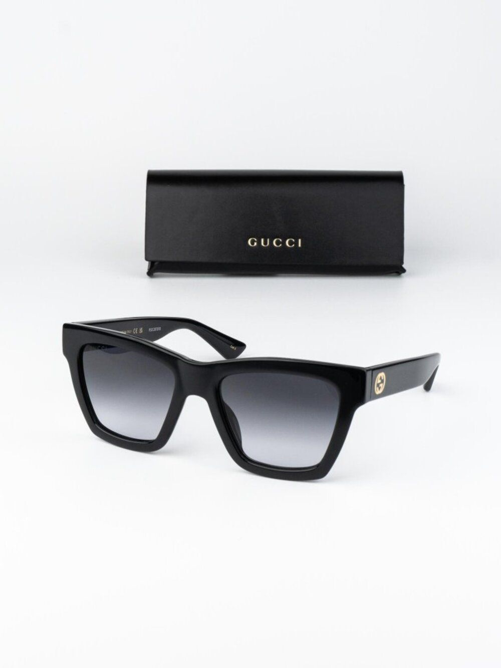 Gucci Women Sunglasses Black Grey Gradient Square GG1714S 001 NEW AUTHENTIC